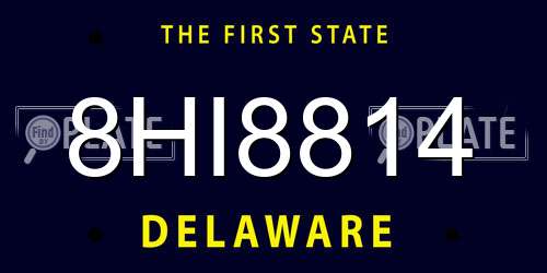 8HI8814 Delaware License Plate