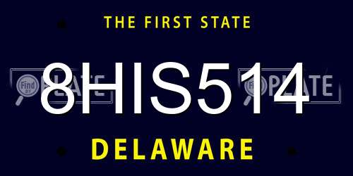 8HIS514 Delaware License Plate