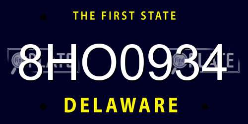 8HO0934 Delaware License Plate