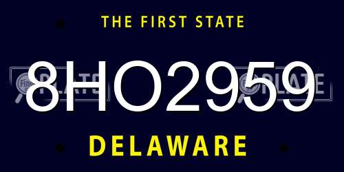 8HO2959 Delaware License Plate