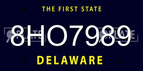8HO7989 Delaware License Plate