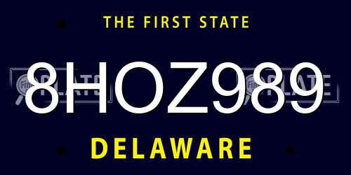 8HOZ989 Delaware License Plate