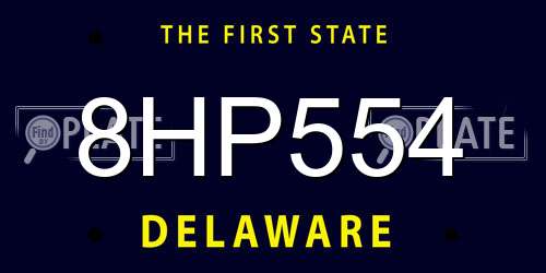 8HP554 Delaware License Plate