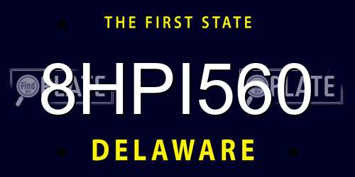 8HPI560 Delaware License Plate