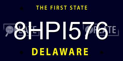 8HPI576 Delaware License Plate