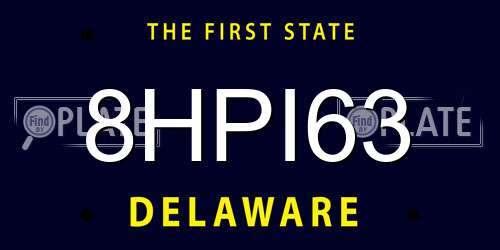 8HPI63 Delaware License Plate