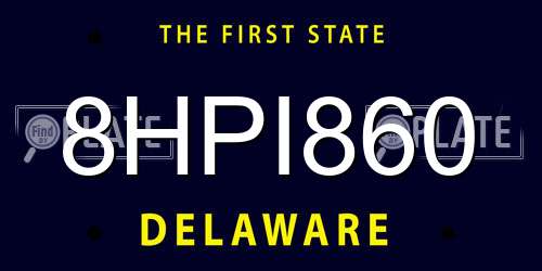 8HPI860 Delaware License Plate