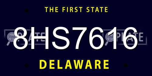 8HS7616 Delaware License Plate