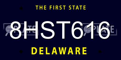 8HST616 Delaware License Plate