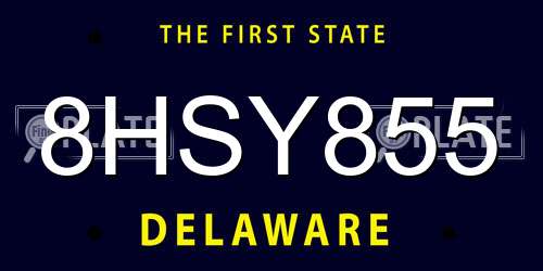 8HSY855 Delaware License Plate