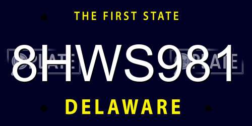 8HWS981 Delaware License Plate