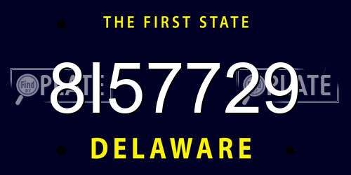 8I57729 Delaware License Plate