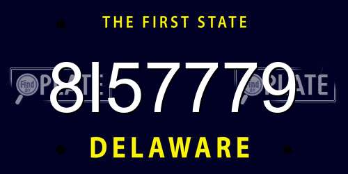8I57779 Delaware License Plate