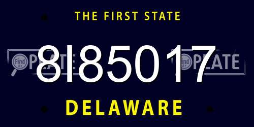 8I85017 Delaware License Plate
