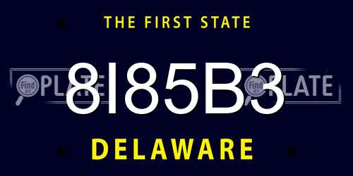 8I85B3 Delaware License Plate