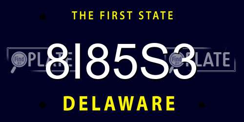8I85S3 Delaware License Plate