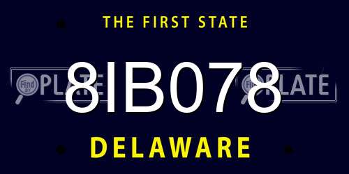 8IB078 Delaware License Plate