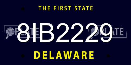 8IB2229 Delaware License Plate