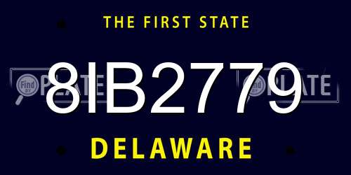 8IB2779 Delaware License Plate