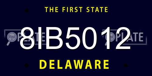 8IB5012 Delaware License Plate