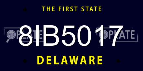 8IB5017 Delaware License Plate