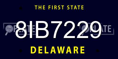 8IB7229 Delaware License Plate