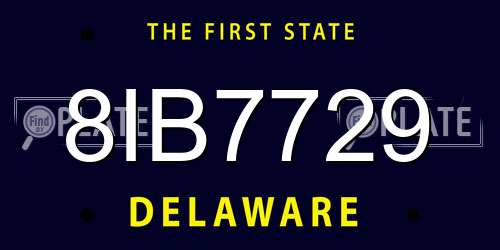 8IB7729 Delaware License Plate