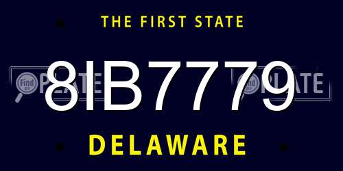 8IB7779 Delaware License Plate