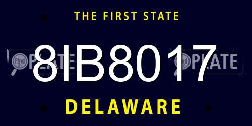 8IB8017 Delaware License Plate