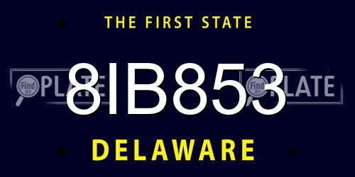 8IB853 Delaware License Plate