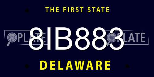8IB883 Delaware License Plate