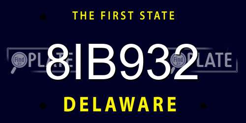 8IB932 Delaware License Plate