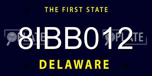 8IBB012 Delaware License Plate