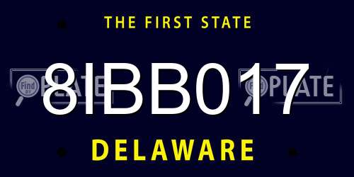 8IBB017 Delaware License Plate