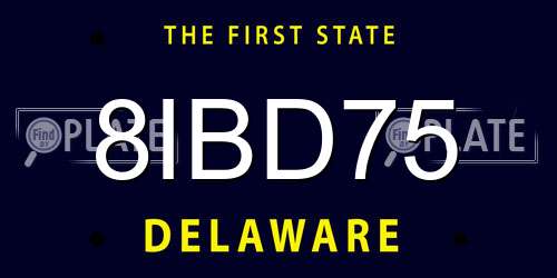 8IBD75 Delaware License Plate