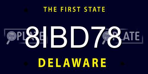 8IBD78 Delaware License Plate