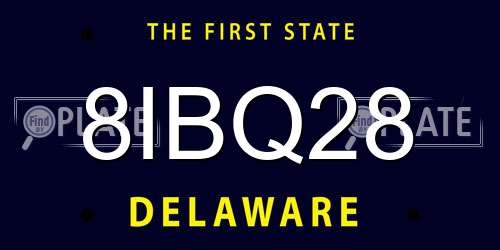 8IBQ28 Delaware License Plate