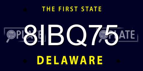 8IBQ75 Delaware License Plate