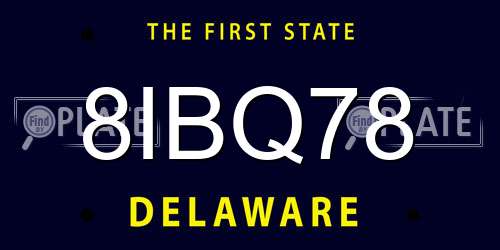 8IBQ78 Delaware License Plate