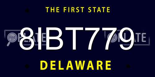 8IBT779 Delaware License Plate