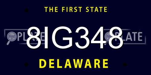 8IG348 Delaware License Plate