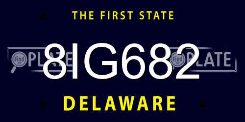 8IG682 Delaware License Plate