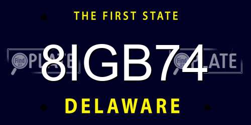 8IGB74 Delaware License Plate
