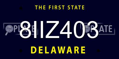 8IIZ403 Delaware License Plate