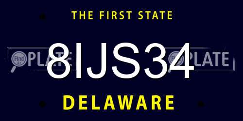 8IJS34 Delaware License Plate