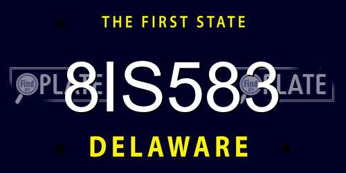 8IS583 Delaware License Plate