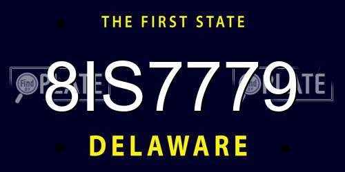 8IS7779 Delaware License Plate