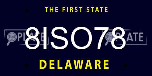 8ISO78 Delaware License Plate