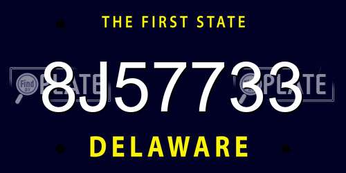 8J57733 Delaware License Plate