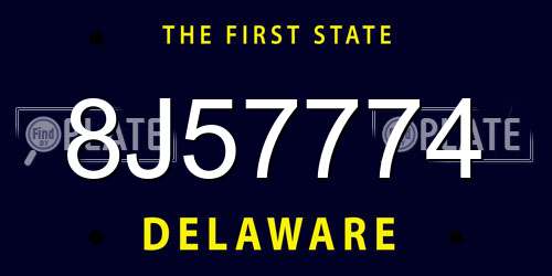8J57774 Delaware License Plate